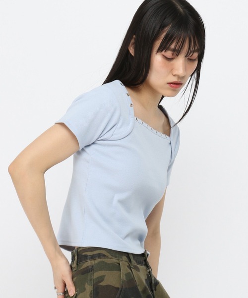 3.3 Field Trip (3.3フィールドトリップ)の「3.3 Field Trip/スクエアネックポイントT(Tシャツ/カットソー・レディース・ブラック/ブルー/アイボリー・FREE)」の14枚目の写真