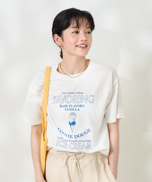 ICECREAM グラフィックプリント Tシャツ Lサイズ 青 セール】ICE CREAM Tシャツ/アイスクリームTシャツ/プリントT