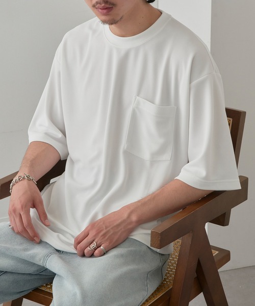 MAGASIN DE MODE Brew(マガジンデモードブリュー)の「【MAGASIN DE MODE Brew】KAITEKI+ FRESH TECHポケツキTシャツ MZJ 機能素材 接触冷感 UVカット 速乾(Tシャツ/カットソー・メンズ・ブラック/ネイビー/ホワイト・M/L/LL)」の1枚目の写真