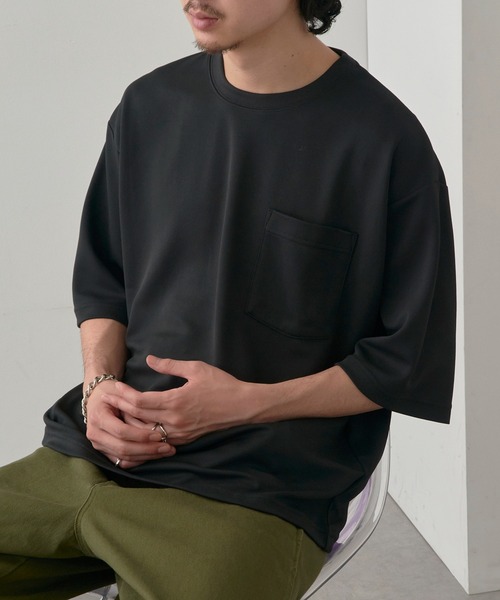 MAGASIN DE MODE Brew(マガジンデモードブリュー)の「【MAGASIN DE MODE Brew】KAITEKI+ FRESH TECHポケツキTシャツ MZJ 機能素材 接触冷感 UVカット 速乾(Tシャツ/カットソー・メンズ・ブラック/ネイビー/ホワイト・M/L/LL)」の2枚目の写真