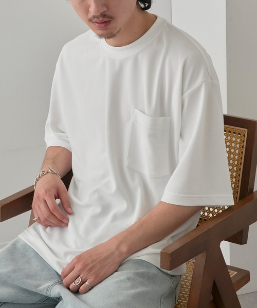MAGASIN DE MODE Brew(マガジンデモードブリュー)の「【MAGASIN DE MODE Brew】KAITEKI+ FRESH TECHポケツキTシャツ MZJ 機能素材 接触冷感 UVカット 速乾(Tシャツ/カットソー・メンズ・ブラック/ネイビー/ホワイト・M/L/LL)」の4枚目の写真