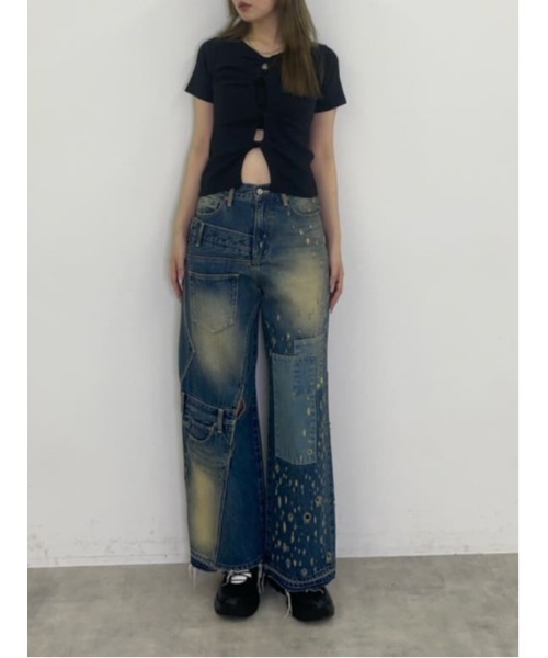 2WAY HOLE CUT TOPS 2ウェイ ホールカット トップス 夏服 半袖