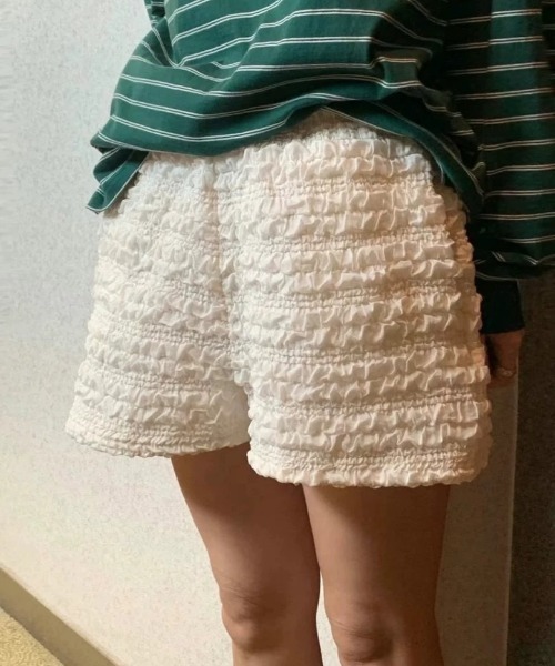 Vipoa（ヴィポア）の「クリンクルサマーショートパンツ（スウェットパンツ・レディース・ホワイト/ブラック・FREE）」の15枚目の写真