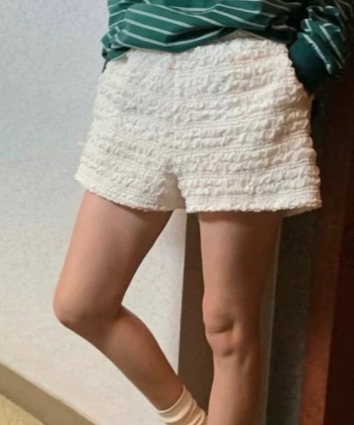 Vipoa（ヴィポア）の「クリンクルサマーショートパンツ（スウェットパンツ・レディース・ホワイト/ブラック・FREE）」の13枚目の写真