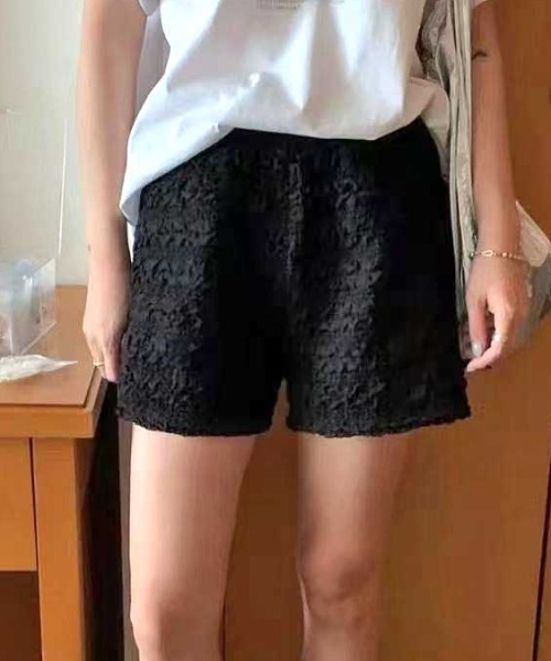 Vipoa（ヴィポア）の「クリンクルサマーショートパンツ（スウェットパンツ・レディース・ホワイト/ブラック・FREE）」の19枚目の写真