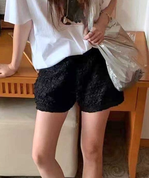 Vipoa（ヴィポア）の「クリンクルサマーショートパンツ（スウェットパンツ・レディース・ホワイト/ブラック・FREE）」の20枚目の写真