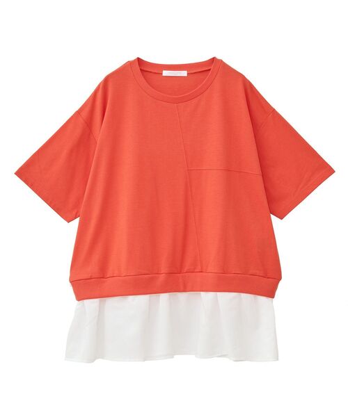 セール】フリルドッキングカットソー【洗濯機洗い可】（Tシャツ