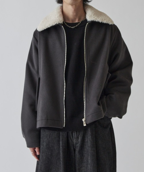 Lui's（ルイス）の「ビーバーメルトン襟ボアブルゾン（ブルゾン・メンズ・ブラック/チャコールグレー・S/M）」の2枚目の写真