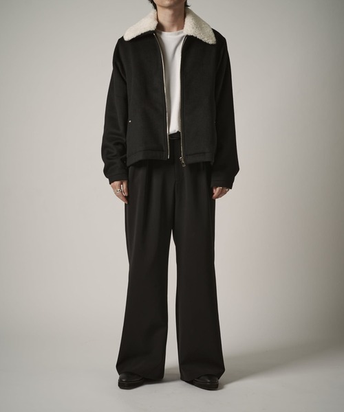 Lui's（ルイス）の「ビーバーメルトン襟ボアブルゾン（ブルゾン・メンズ・ブラック/チャコールグレー・S/M）」の3枚目の写真