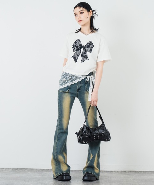 ANAP（アナップ）の「ハトメデザインチャーム付き ハンドバック（ハンドバッグ・レディース・グレー/ブラック・FREE）」の17枚目の写真