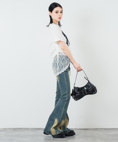 ANAP（アナップ）の「ハトメデザインチャーム付き ハンドバック（ハンドバッグ・レディース・グレー/ブラック・FREE）」の18枚目の写真