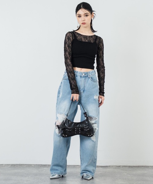 ANAP（アナップ）の「ハトメデザインチャーム付き ハンドバック（ハンドバッグ・レディース・グレー/ブラック・FREE）」の20枚目の写真