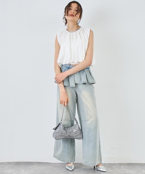 ANAP（アナップ）の「ハトメデザインチャーム付き ハンドバック（ハンドバッグ・レディース・グレー/ブラック・FREE）」の11枚目の写真