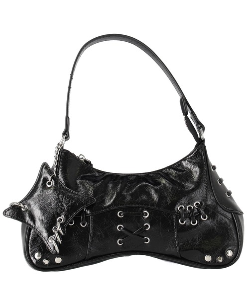 ANAP（アナップ）の「ハトメデザインチャーム付き ハンドバック（ハンドバッグ・レディース・グレー/ブラック・FREE）」の7枚目の写真