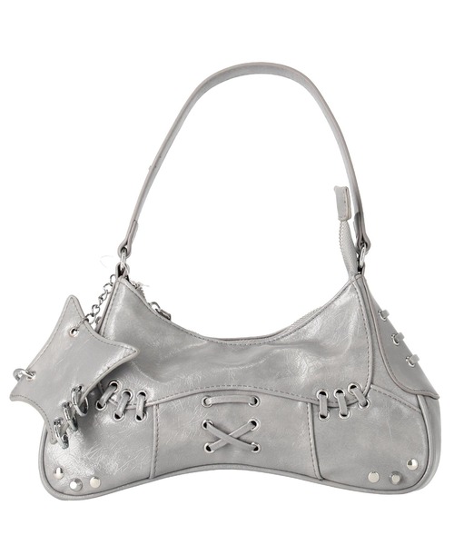 ANAP（アナップ）の「ハトメデザインチャーム付き ハンドバック（ハンドバッグ・レディース・グレー/ブラック・FREE）」の8枚目の写真