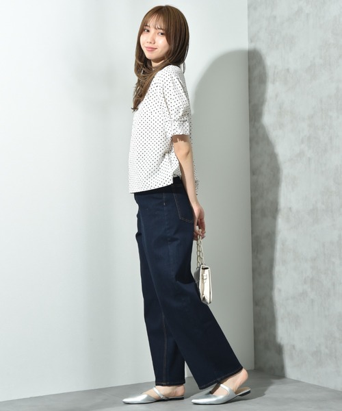 INTERPLANET（インタープラネット）の「ハイウエストワイドカーブデニム（デニムパンツ・レディース・ネイビー・マルチサイズ）」の6枚目の写真