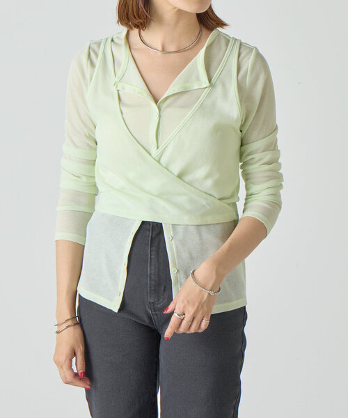 SHENERY(シーナリー)の「《新色登場》《大人のレイヤードスタイル》レイヤードカットソー(Tシャツ/カットソー・レディース・オフホワイト/ネイビー/ミント/ピンク/グレー/ブラウン・FREE)」の5枚目の写真