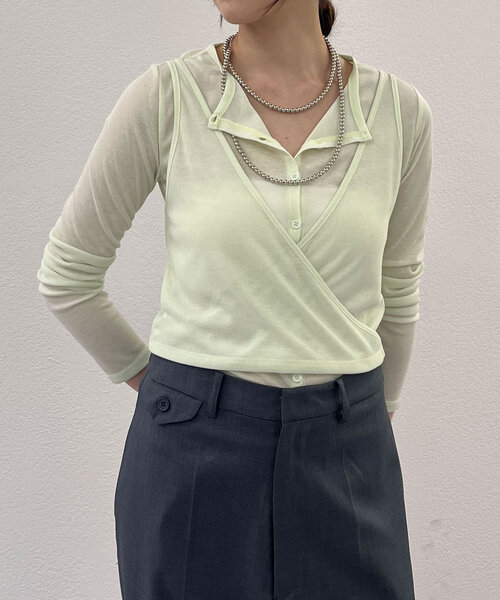 SHENERY(シーナリー)の「《新色登場》《大人のレイヤードスタイル》レイヤードカットソー(Tシャツ/カットソー・レディース・オフホワイト/ネイビー/ミント/ピンク/グレー/ブラウン・FREE)」の19枚目の写真