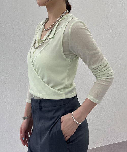 SHENERY(シーナリー)の「《新色登場》《大人のレイヤードスタイル》レイヤードカットソー(Tシャツ/カットソー・レディース・オフホワイト/ネイビー/ミント/ピンク/グレー/ブラウン・FREE)」の20枚目の写真