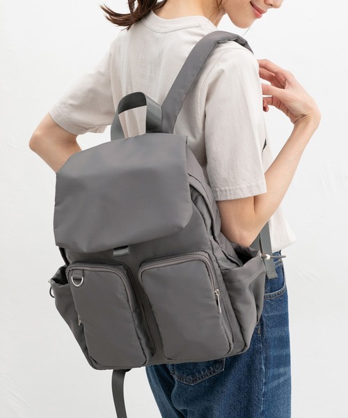 Honeys（ハニーズ）の「【撥水加工】アウトポケットリュック（バックパック/リュック・レディース・ブラック/ダークグレー・FREE）」の6枚目の写真