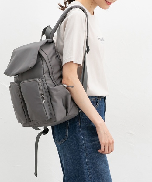 Honeys（ハニーズ）の「【撥水加工】アウトポケットリュック（バックパック/リュック・レディース・ブラック/ダークグレー・FREE）」の7枚目の写真