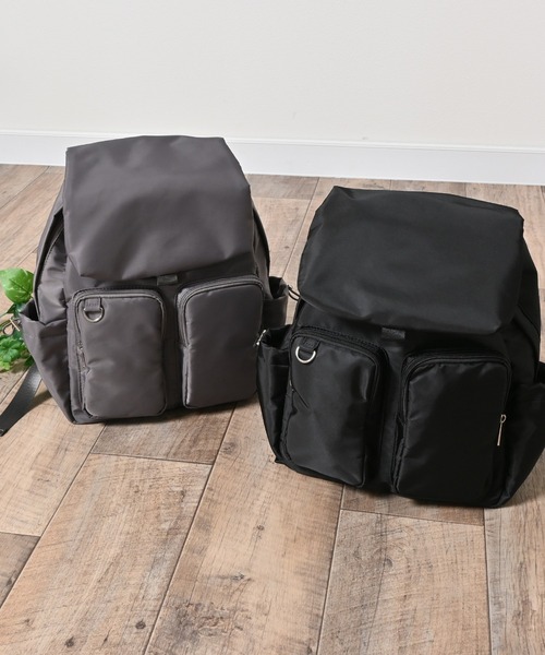 Honeys（ハニーズ）の「【撥水加工】アウトポケットリュック（バックパック/リュック・レディース・ブラック/ダークグレー・FREE）」の15枚目の写真