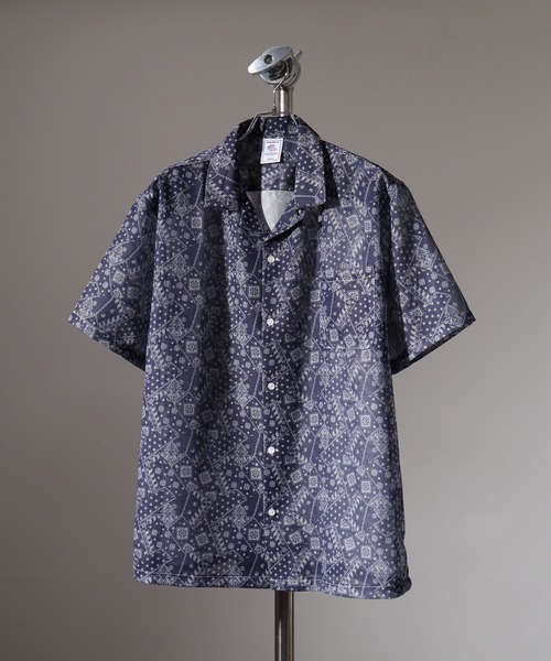 JEMORGAN（ジェーイーモーガン）の「JEMORGAN 総柄プリントメッシュ半袖シャツ（シャツ/ブラウス・メンズ・レッド系/ネイビー系/ブルー系・M/L/XL）」の2枚目の写真