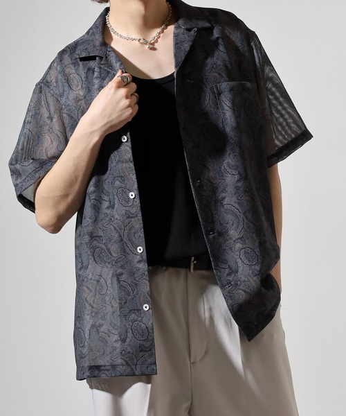 JEMORGAN（ジェーイーモーガン）の「JEMORGAN 総柄プリントメッシュ半袖シャツ（シャツ/ブラウス・メンズ・レッド系/ネイビー系/ブルー系・M/L/XL）」の11枚目の写真