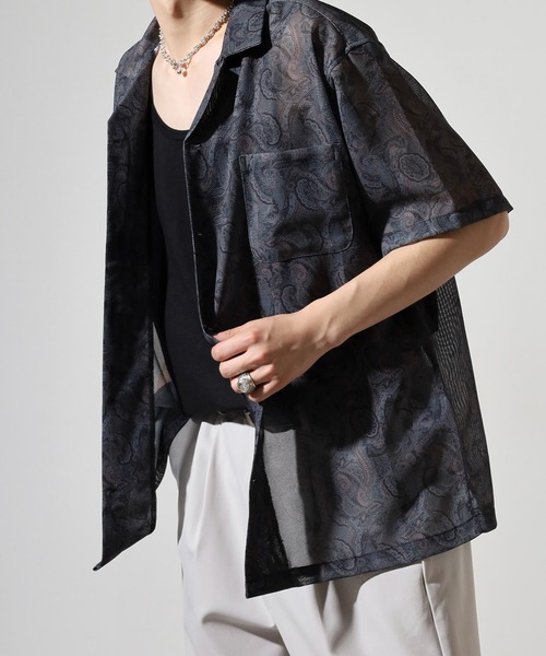 JEMORGAN（ジェーイーモーガン）の「JEMORGAN 総柄プリントメッシュ半袖シャツ（シャツ/ブラウス・メンズ・レッド系/ネイビー系/ブルー系・M/L/XL）」の13枚目の写真