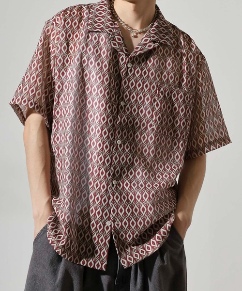 JEMORGAN（ジェーイーモーガン）の「JEMORGAN 総柄プリントメッシュ半袖シャツ（シャツ/ブラウス・メンズ・レッド系/ネイビー系/ブルー系・M/L/XL）」の19枚目の写真