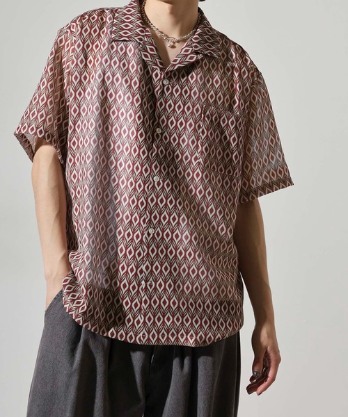 JEMORGAN（ジェーイーモーガン）の「JEMORGAN 総柄プリントメッシュ半袖シャツ（シャツ/ブラウス・メンズ・レッド系/ネイビー系/ブルー系・M/L/XL）」の20枚目の写真