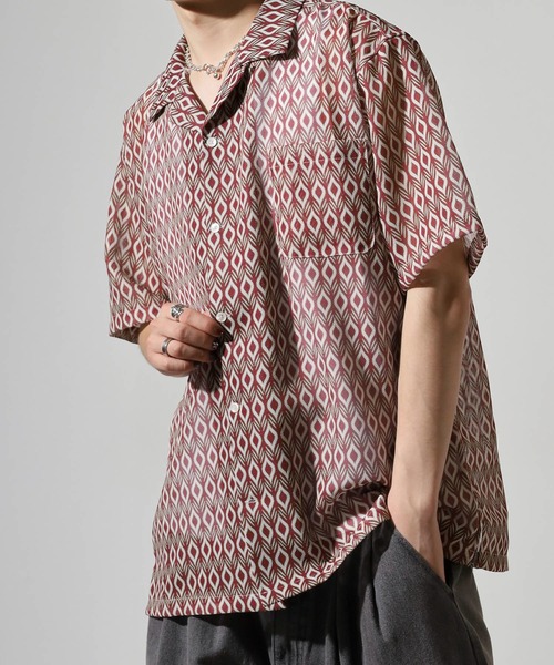 JEMORGAN（ジェーイーモーガン）の「JEMORGAN 総柄プリントメッシュ半袖シャツ（シャツ/ブラウス・メンズ・レッド系/ネイビー系/ブルー系・M/L/XL）」の21枚目の写真