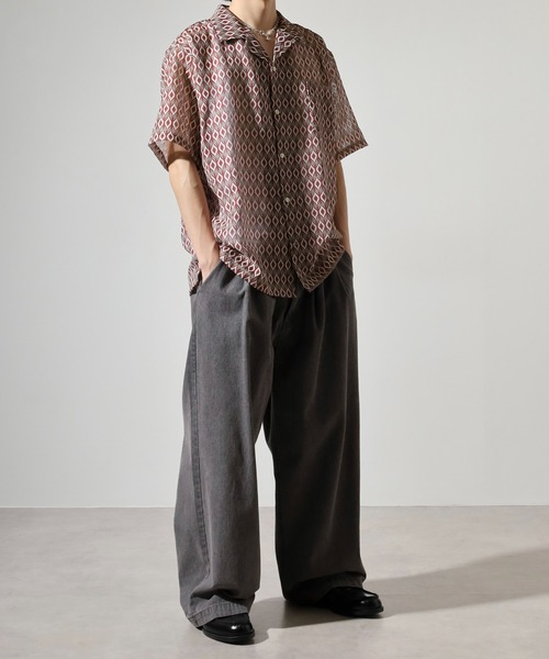 JEMORGAN（ジェーイーモーガン）の「JEMORGAN 総柄プリントメッシュ半袖シャツ（シャツ/ブラウス・メンズ・レッド系/ネイビー系/ブルー系・M/L/XL）」の22枚目の写真