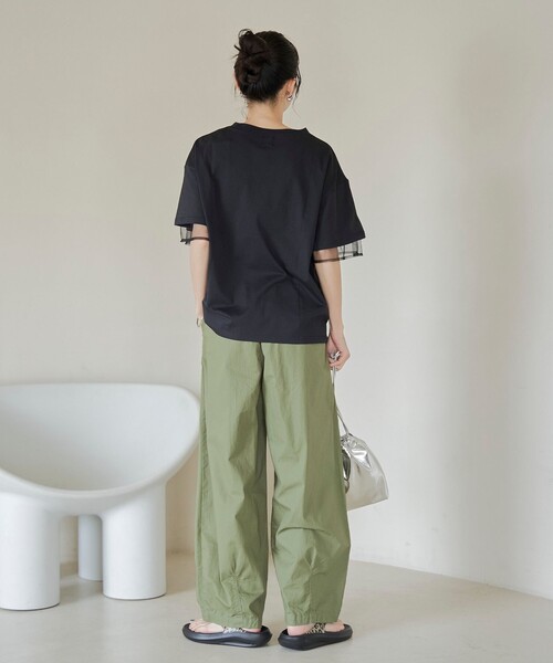coen(コーエン)の「チュールレイヤーTシャツ(Tシャツ/カットソー・レディース・ホワイト/ネイビー/ブラック/ダークグレー・M/L)」の9枚目の写真