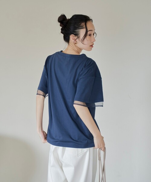 coen(コーエン)の「チュールレイヤーTシャツ(Tシャツ/カットソー・レディース・ホワイト/ネイビー/ブラック/ダークグレー・M/L)」の13枚目の写真