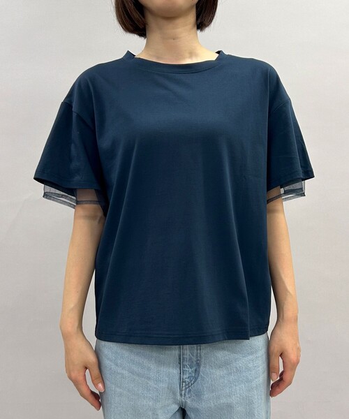 coen(コーエン)の「チュールレイヤーTシャツ(Tシャツ/カットソー・レディース・ホワイト/ネイビー/ブラック/ダークグレー・M/L)」の17枚目の写真