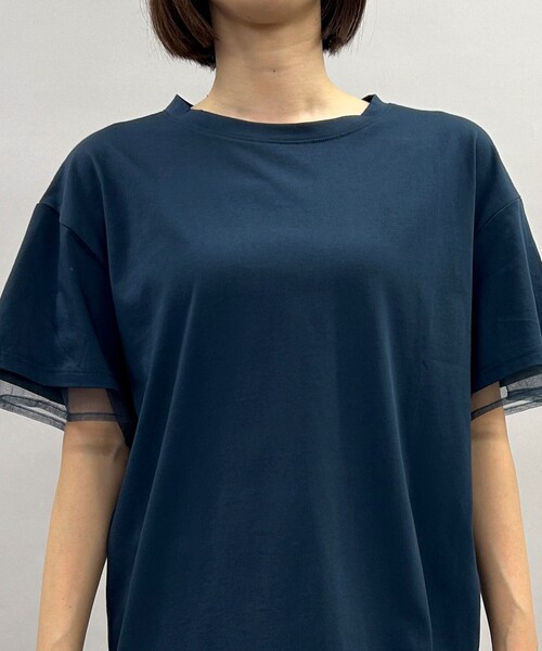 coen(コーエン)の「チュールレイヤーTシャツ(Tシャツ/カットソー・レディース・ホワイト/ネイビー/ブラック/ダークグレー・M/L)」の20枚目の写真