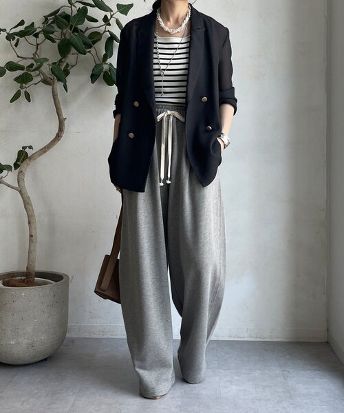 DouDou（ドゥドゥ）の「ボーダースクエアニットタンク（ニット/セーター・レディース・オフホワイト/グレー/ブラウン/ベージュ・FREE）」の9枚目の写真