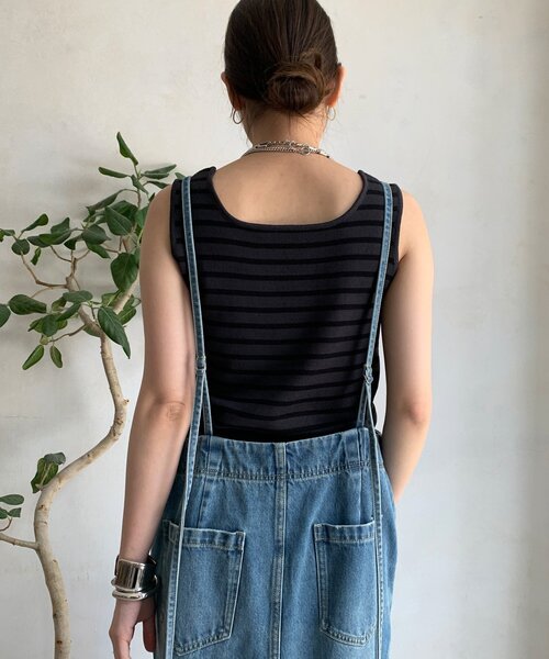 DouDou（ドゥドゥ）の「ボーダースクエアニットタンク（ニット/セーター・レディース・オフホワイト/グレー/ブラウン/ベージュ・FREE）」の22枚目の写真