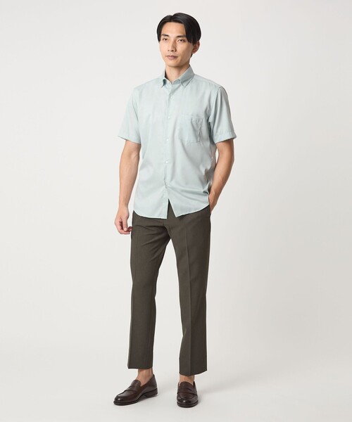 green label relaxing(グリーンレーベルリラクシング)の「エブリット CC パナマ ソリッド スナップ ボタンダウン 半袖 シャツ -接触冷感-(シャツ/ブラウス・メンズ・ターコイズブルー系/ライトグレー/ライム・L/XL/S/M)」の20枚目の写真