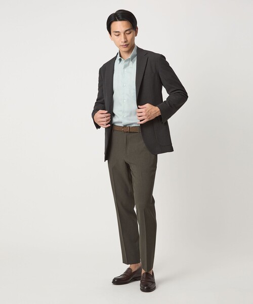 green label relaxing(グリーンレーベルリラクシング)の「エブリット CC パナマ ソリッド スナップ ボタンダウン 半袖 シャツ -接触冷感-(シャツ/ブラウス・メンズ・ターコイズブルー系/ライトグレー/ライム・L/XL/S/M)」の18枚目の写真