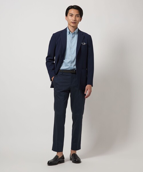 green label relaxing(グリーンレーベルリラクシング)の「エブリット CC パナマ ソリッド スナップ ボタンダウン 半袖 シャツ -接触冷感-(シャツ/ブラウス・メンズ・ターコイズブルー系/ライトグレー/ライム・L/XL/S/M)」の12枚目の写真