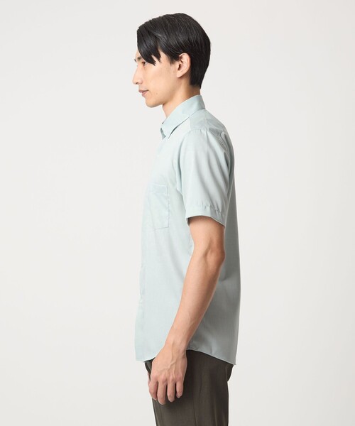 green label relaxing(グリーンレーベルリラクシング)の「エブリット CC パナマ ソリッド スナップ ボタンダウン 半袖 シャツ -接触冷感-(シャツ/ブラウス・メンズ・ターコイズブルー系/ライトグレー/ライム・L/XL/S/M)」の10枚目の写真