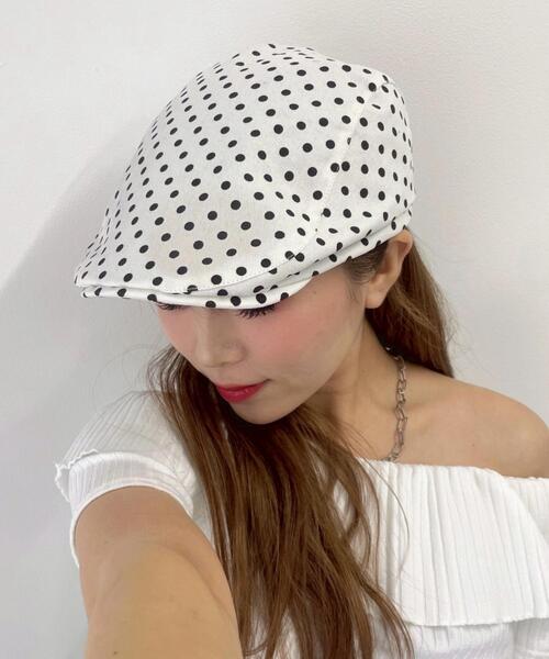 WEGO(ウィゴー)の「WEGO/ドットハンチング(ハンチング/ベレー帽・レディース・ホワイト/ブラック・FREE)」の1枚目の写真