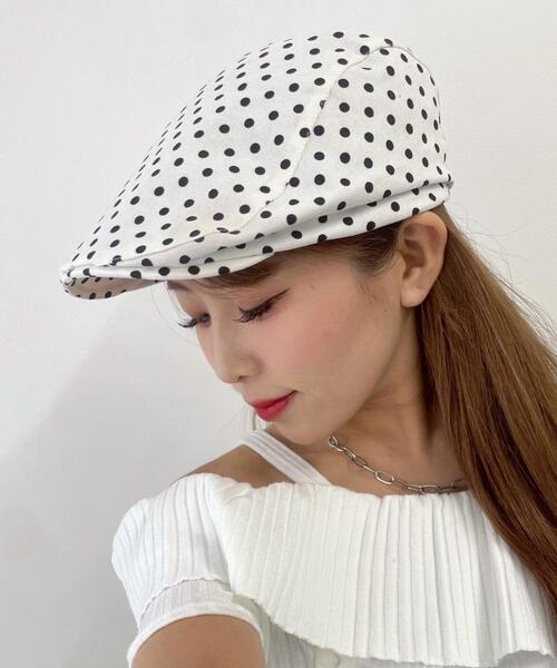 WEGO(ウィゴー)の「WEGO/ドットハンチング(ハンチング/ベレー帽・レディース・ホワイト/ブラック・FREE)」の3枚目の写真