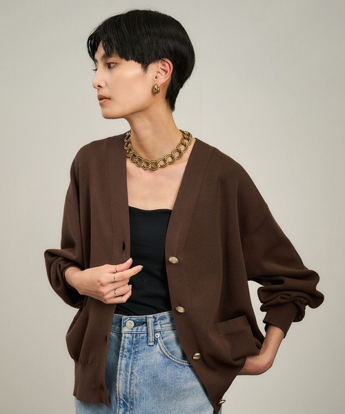WEB限定】メタルボタンスウェットライクラインカーディガン 2
