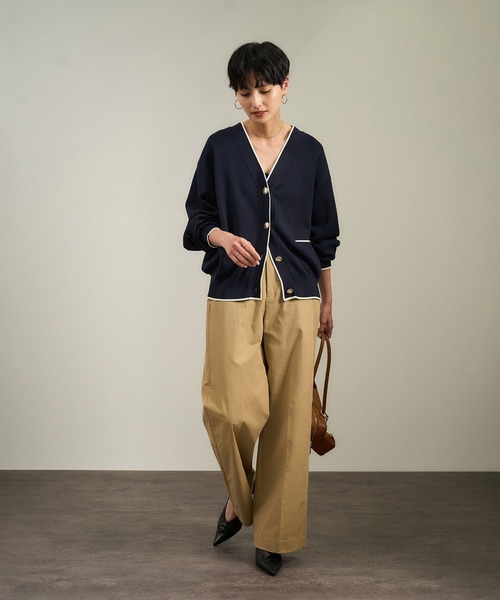 WEB限定】メタルボタンスウェットライクラインカーディガン 2［新色