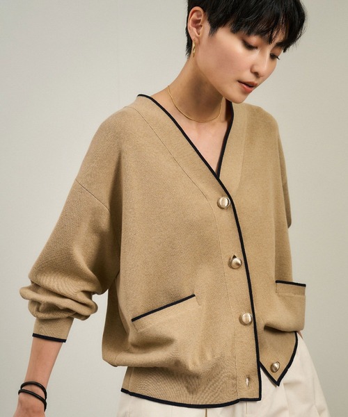 WEB限定】メタルボタンスウェットライクラインカーディガン 2［新色