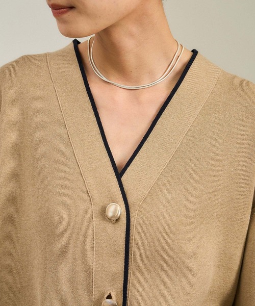 サロンアダムエロペ　メタルボタンスウェットライクラインカーディガン ブラウン SALON adam et ropé(サロン アダム エ ロペ) / 【WEB限定