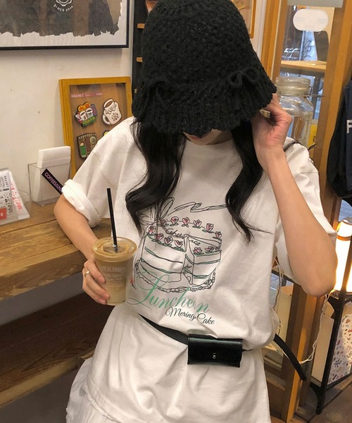 Doula Doula(ドゥーラドゥーラ)の「イラストプリントTシャツ(Tシャツ/カットソー・レディース・グレー/ホワイト・FREE)」の9枚目の写真